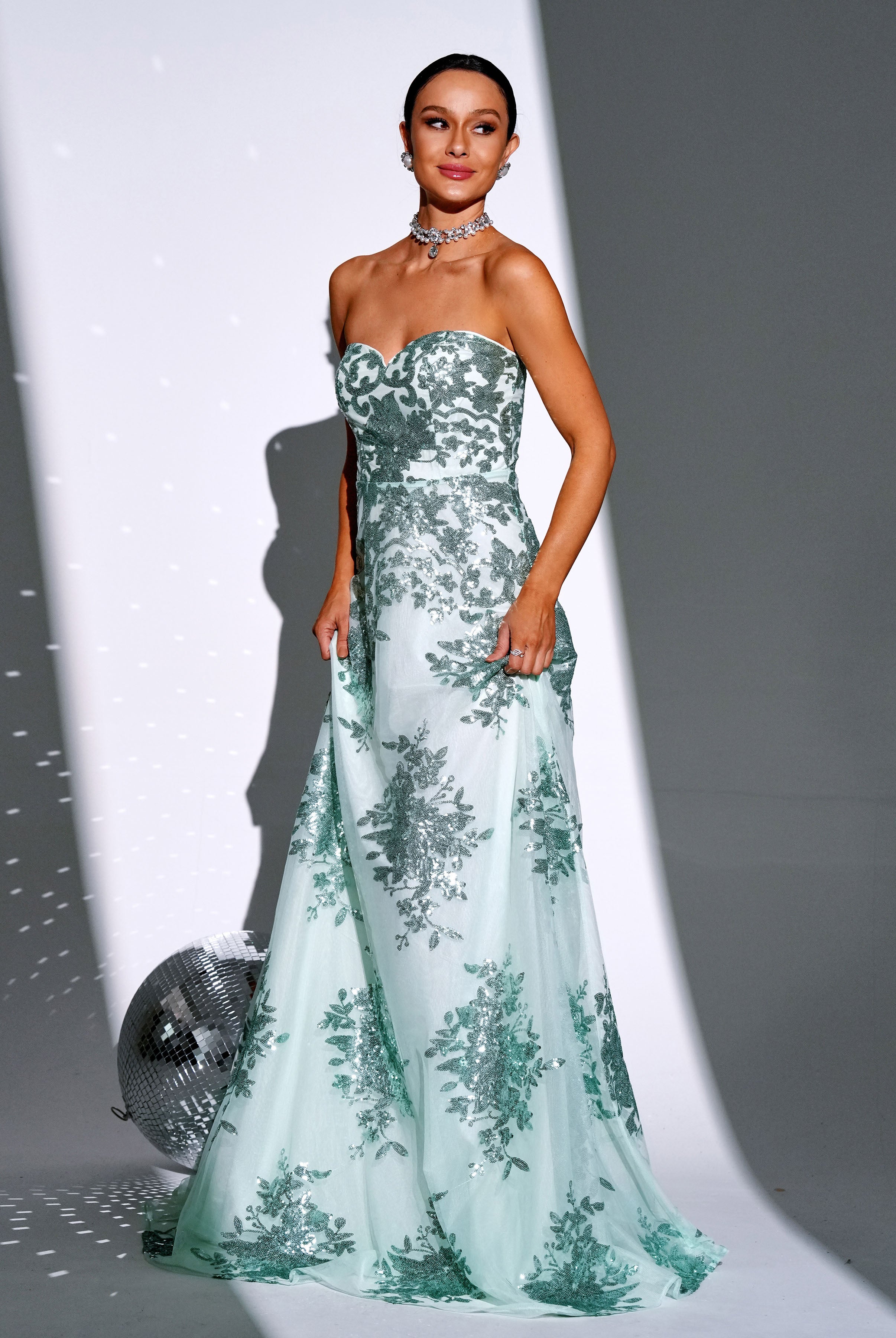 Tube Top A-line Green Tulle Bridesmaid Dress RH308046