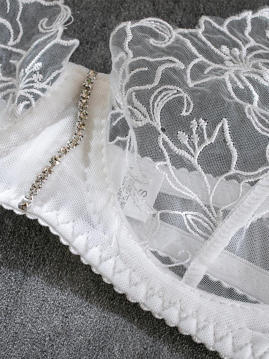 Embroidered Chain Lingerie Three-piece Set MSL045 - MISS ORD