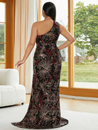 Plus Size Vintage One Shoulder Sequin Prom Dress PJMH3143 MISS ORD
