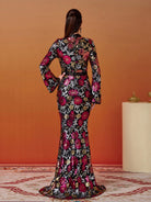 Vintage Floral Sequin Split Formal Dress GM00387 - MISS ORD