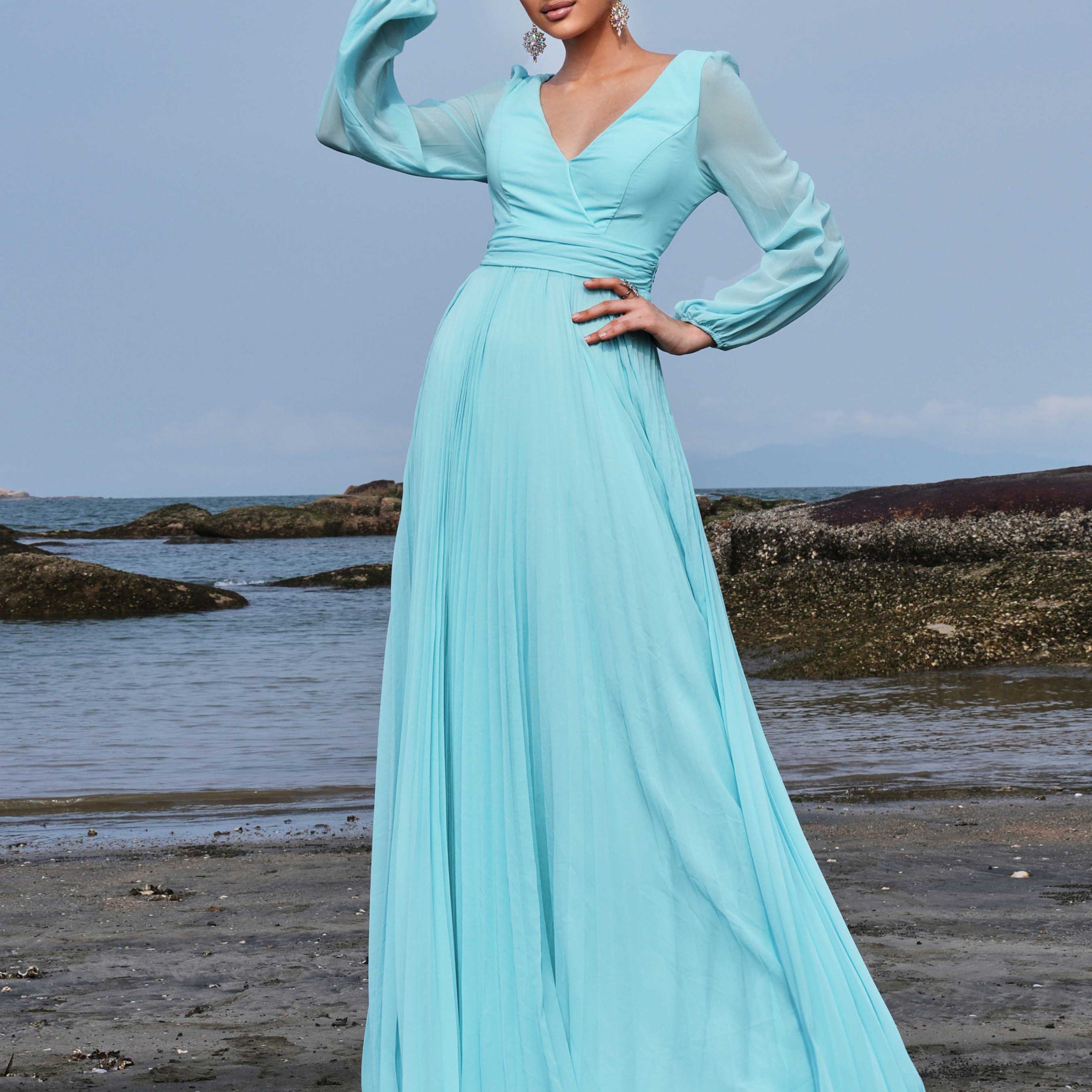Long Sleeve Chiffon Bridesmaid Dress RM21300