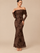 Off-The-Shoulder Sequin Floral Mesh Maxi Dress