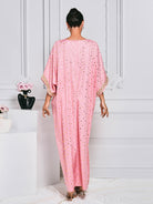 MISSORD V-neck Embroidered Pink Maxi Dress