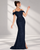 Off Shoulder Sequin Ruched High Slit Mermaid Evening Dress