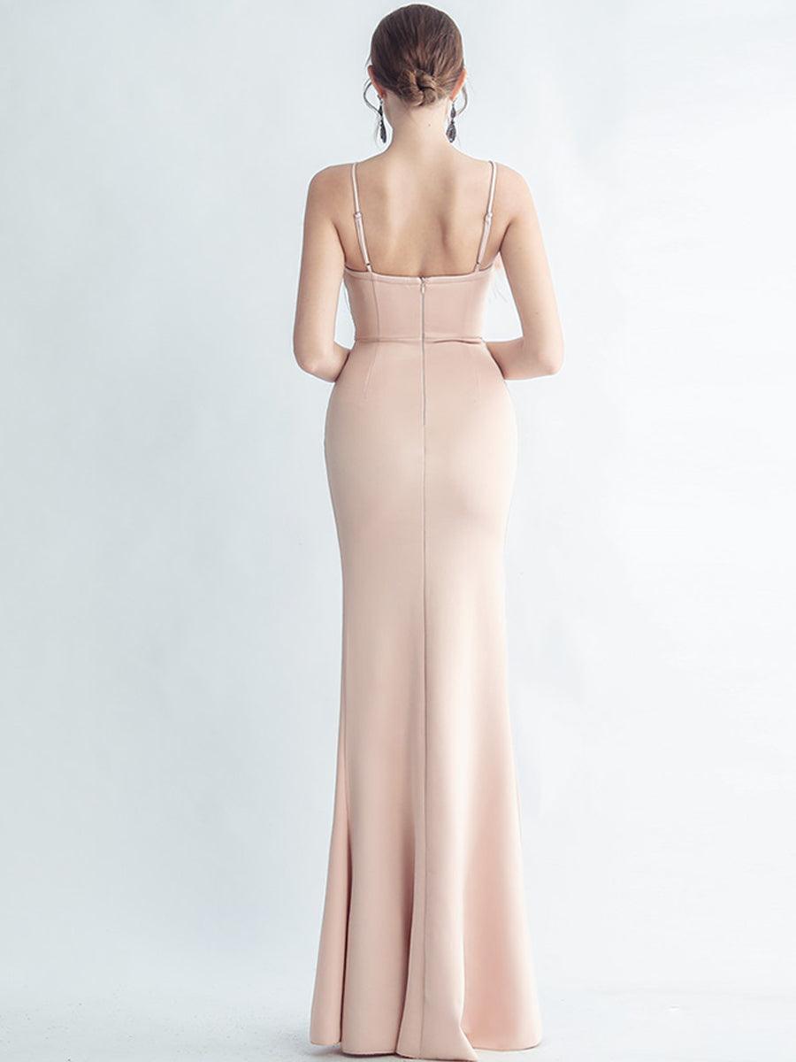 Feather Spaghetti Rhinestone Formal Dress GM90015 - MISS ORD