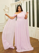 MISSORD Plus Szie A-line Purple Tulle Bridesmaid Dress