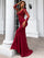 Elegant Long Sleeve Embroidered Applique Mermaid Evening Gown M01592