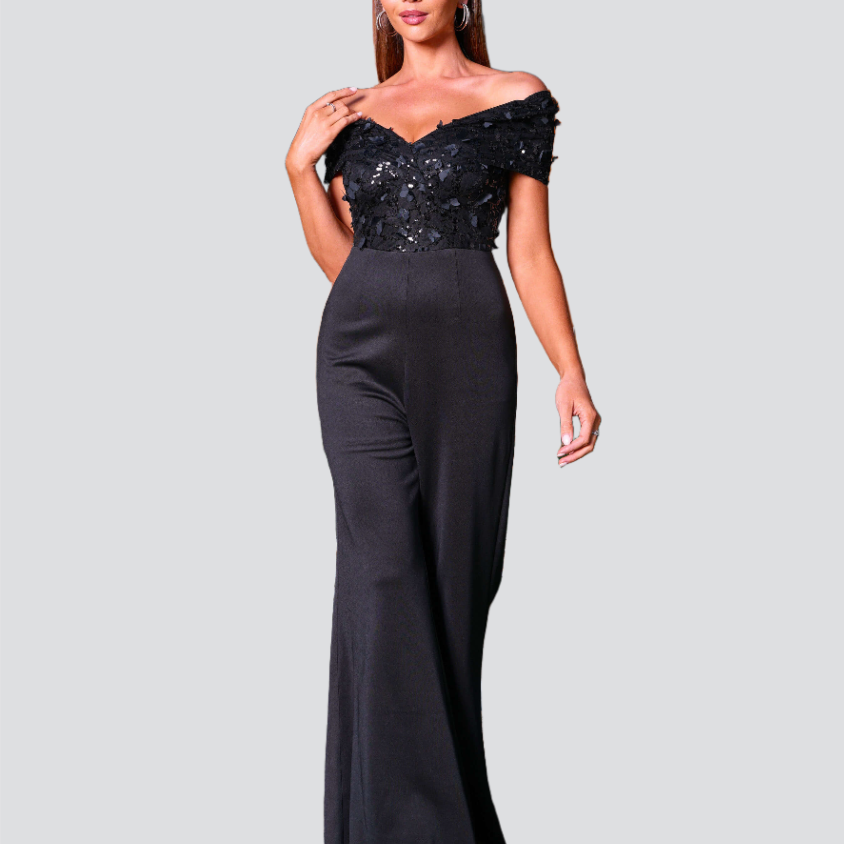 V-neck Backless Butterfly Sequin Jumpsuits RH30869