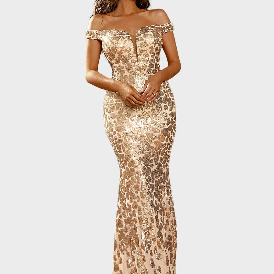 Rose Gold Off Shoulder Gold Sequin Dress I'll Be Your Queen Sequin Maxi Dress Rose Rose Gold Off Shoulder Gold Sequin Dress I'll Be Your Queen Sequin Maxi Dress Rose