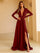 V Neck Long Sleeve A Line Maxi Evening Dress XH1221