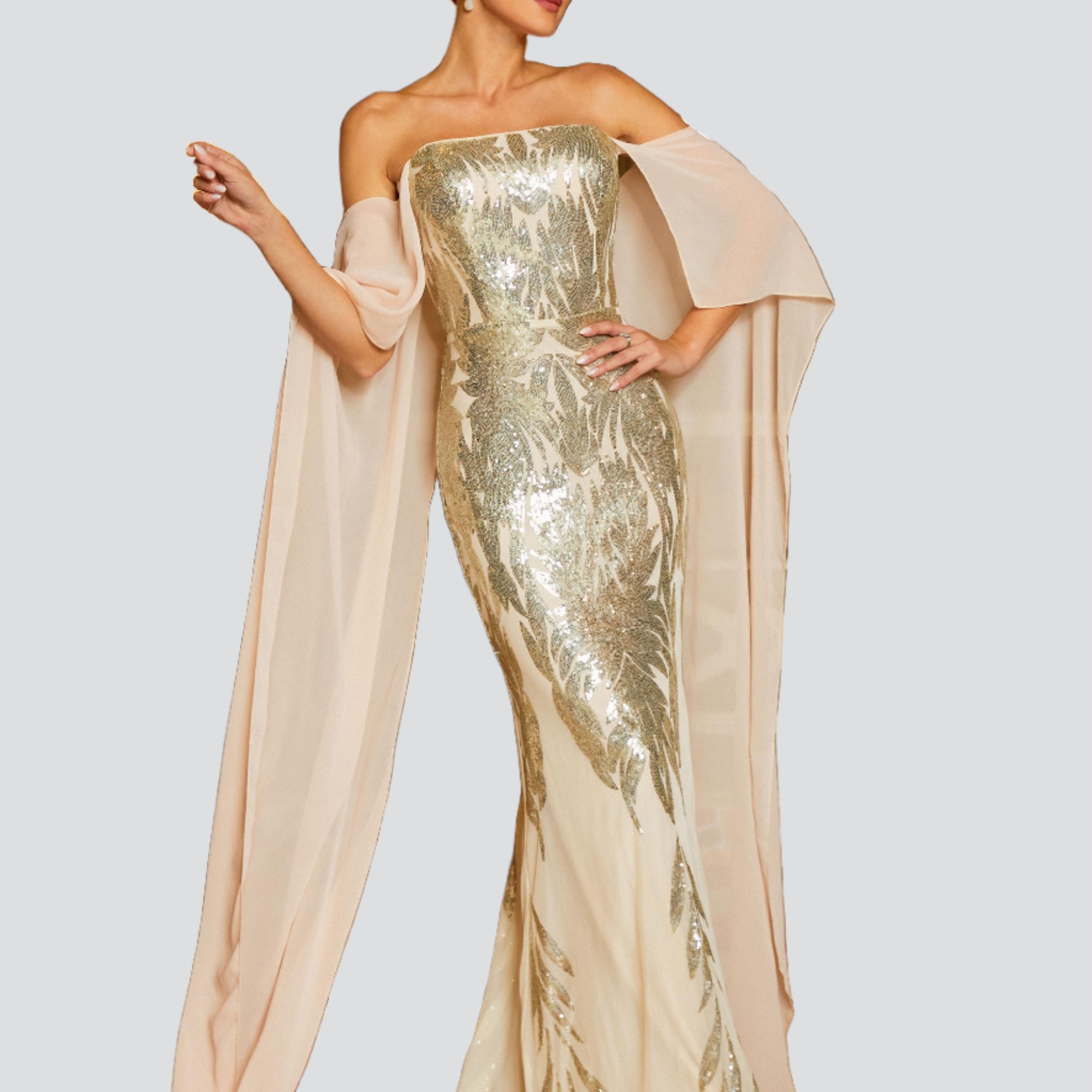 Off shoulder Mermaid Sequin Maxi Dress