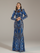 Blue Sequin Graphic Long Sleeve Prom Dress DH80462