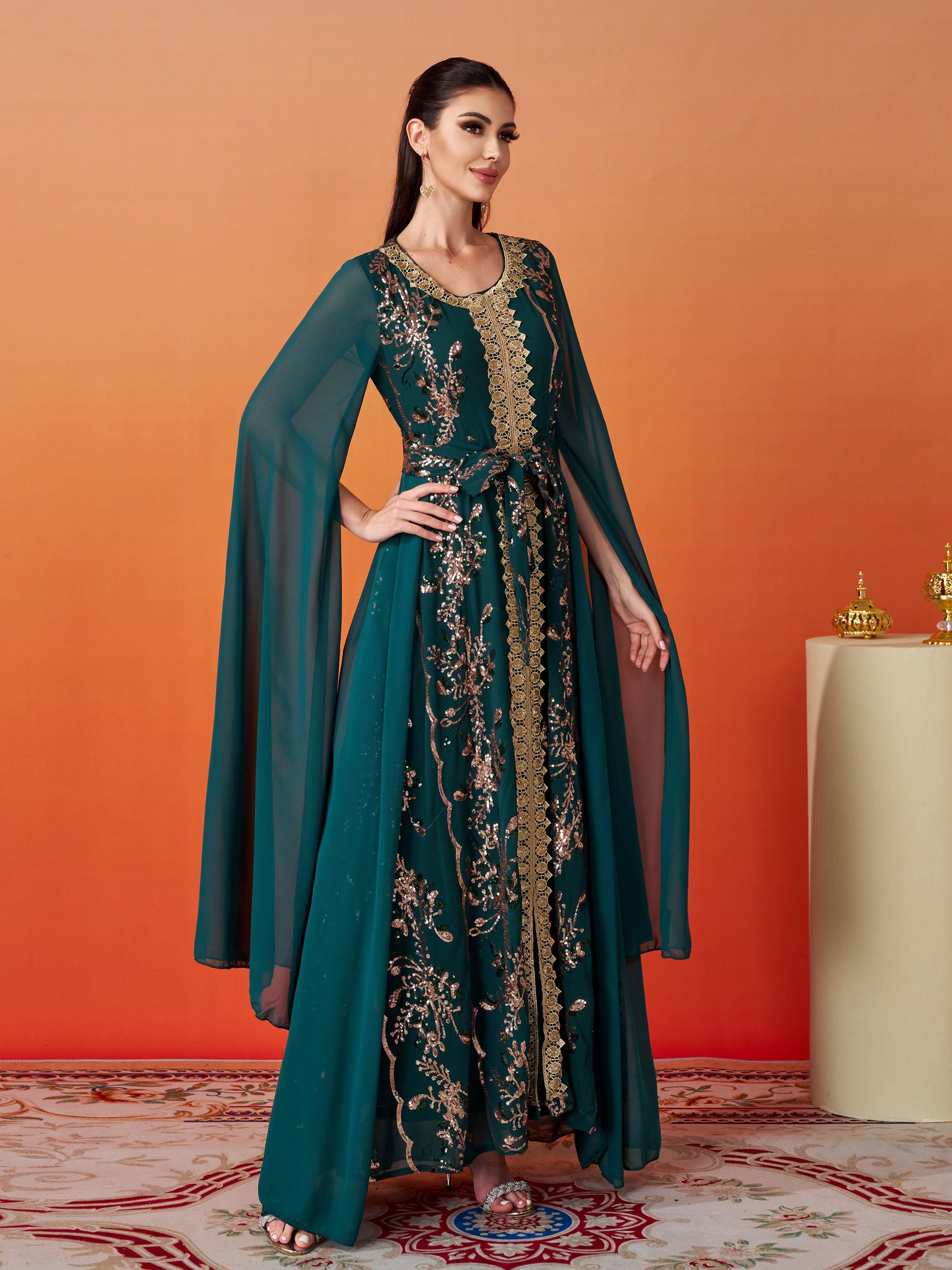 Crew Neck Panel Bowknot Sequin Dress MES00412 - MISS ORD