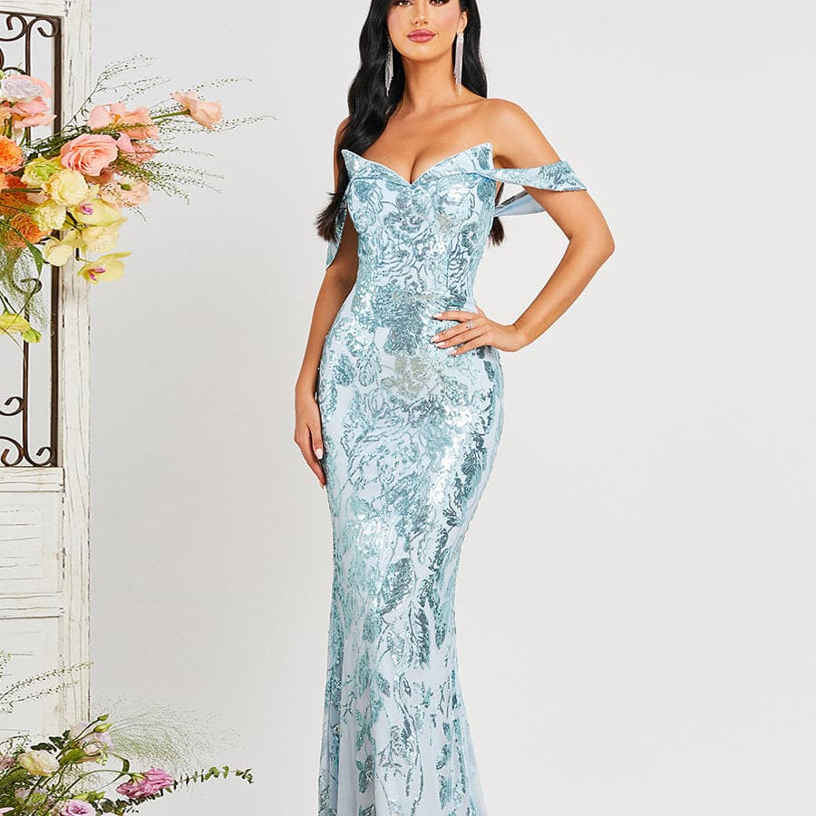 Strapless Floral Sequin Mermaid Evening Dress RH30457