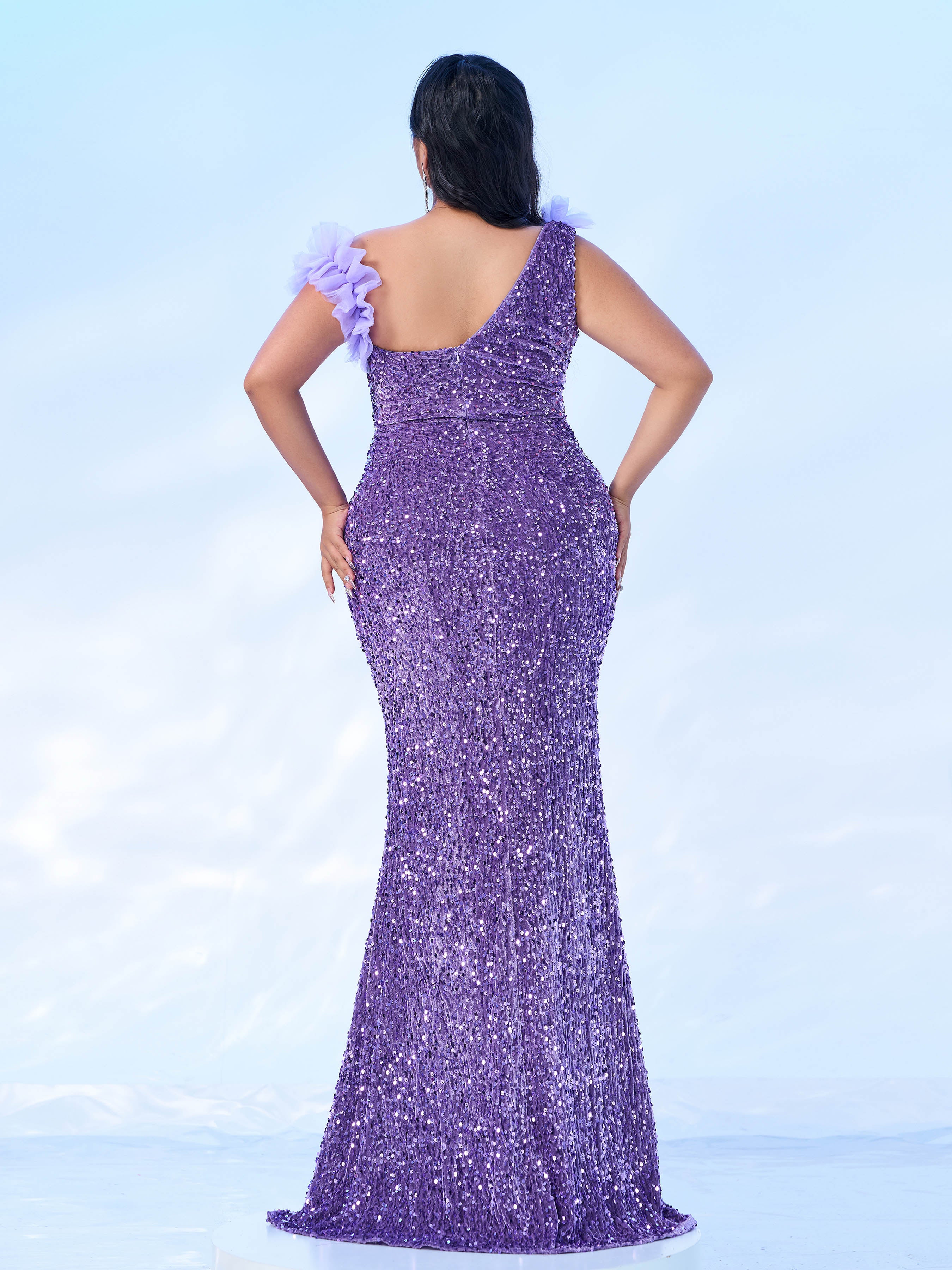 Plus Sleeveless Purple Mermaid Formal Dress PRJ10811