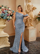 Plus Size Backless Mermaid Split Pleated Prom Dress PRA60100