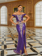 Formal Sleeveless High Split Maxi Sequin Evening Dress