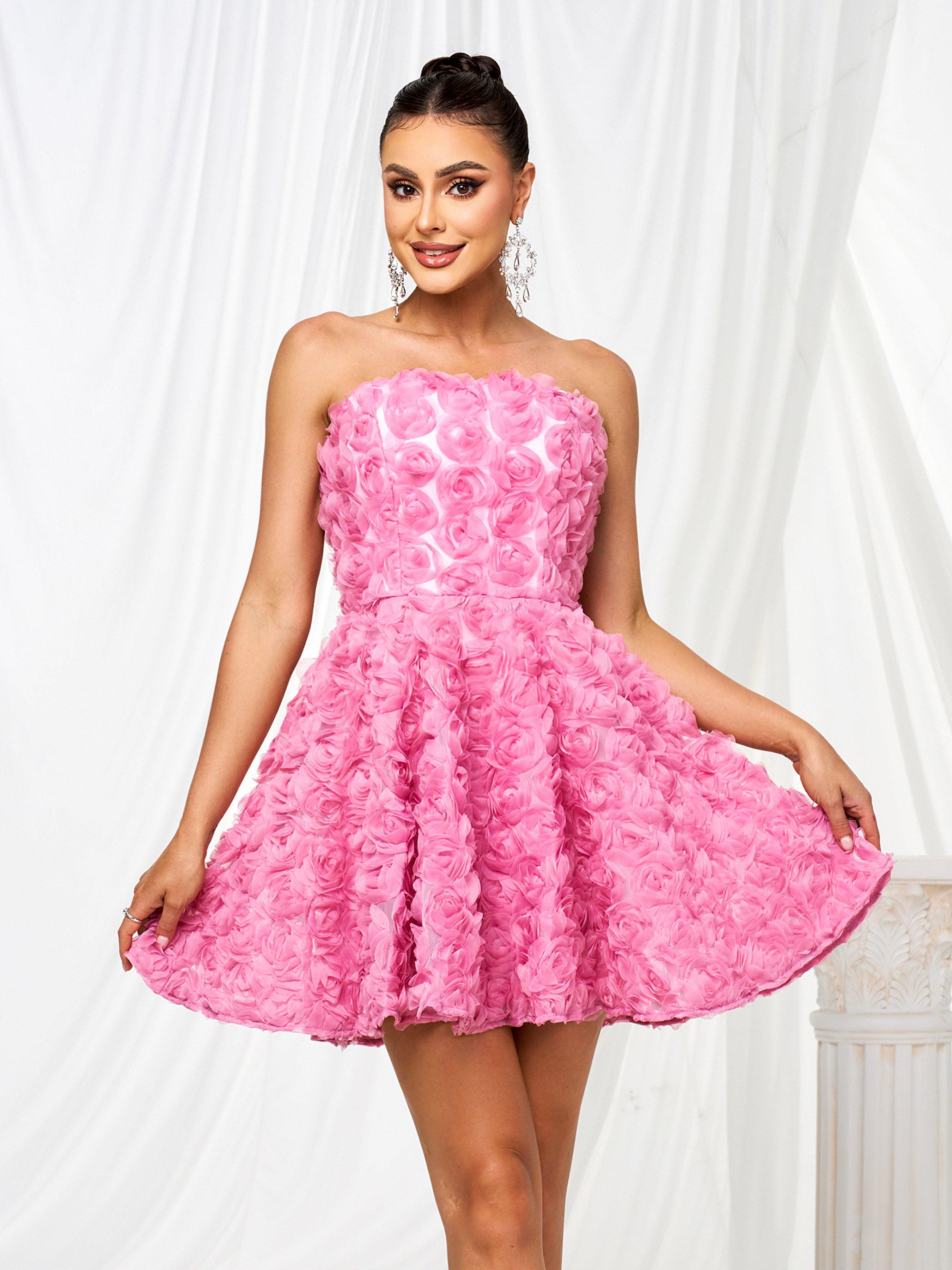 Floral Bow A-line Tulle Mini Dress RM21428 - MISS ORD