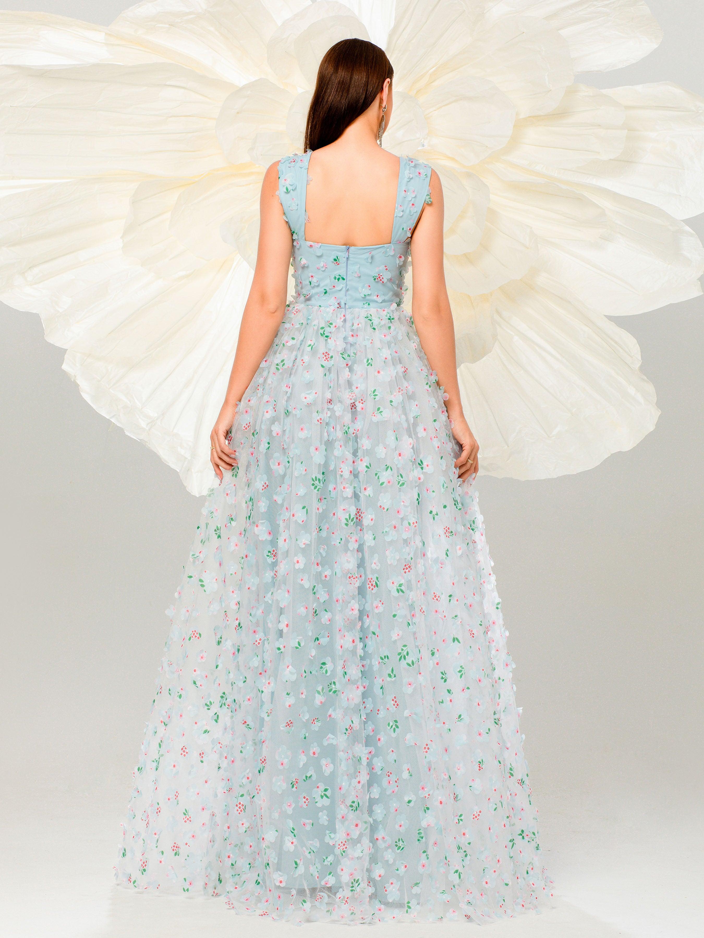 Appliqued Pink Camisole Floral Tulle Dress GM00142 - MISS ORD