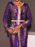 MISSORD Crew Neck Long Sleeve Purple Sequin Dress