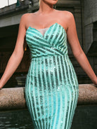 MISSORD Tube Top Backless Mermaid Sequin Dress