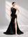 One Shoulder Cutout Sequin Ruched High Slit Mermaid Prom Dress