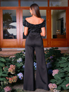 MISSORD V-neck Backless Butterfly Sequin Jumpsuits