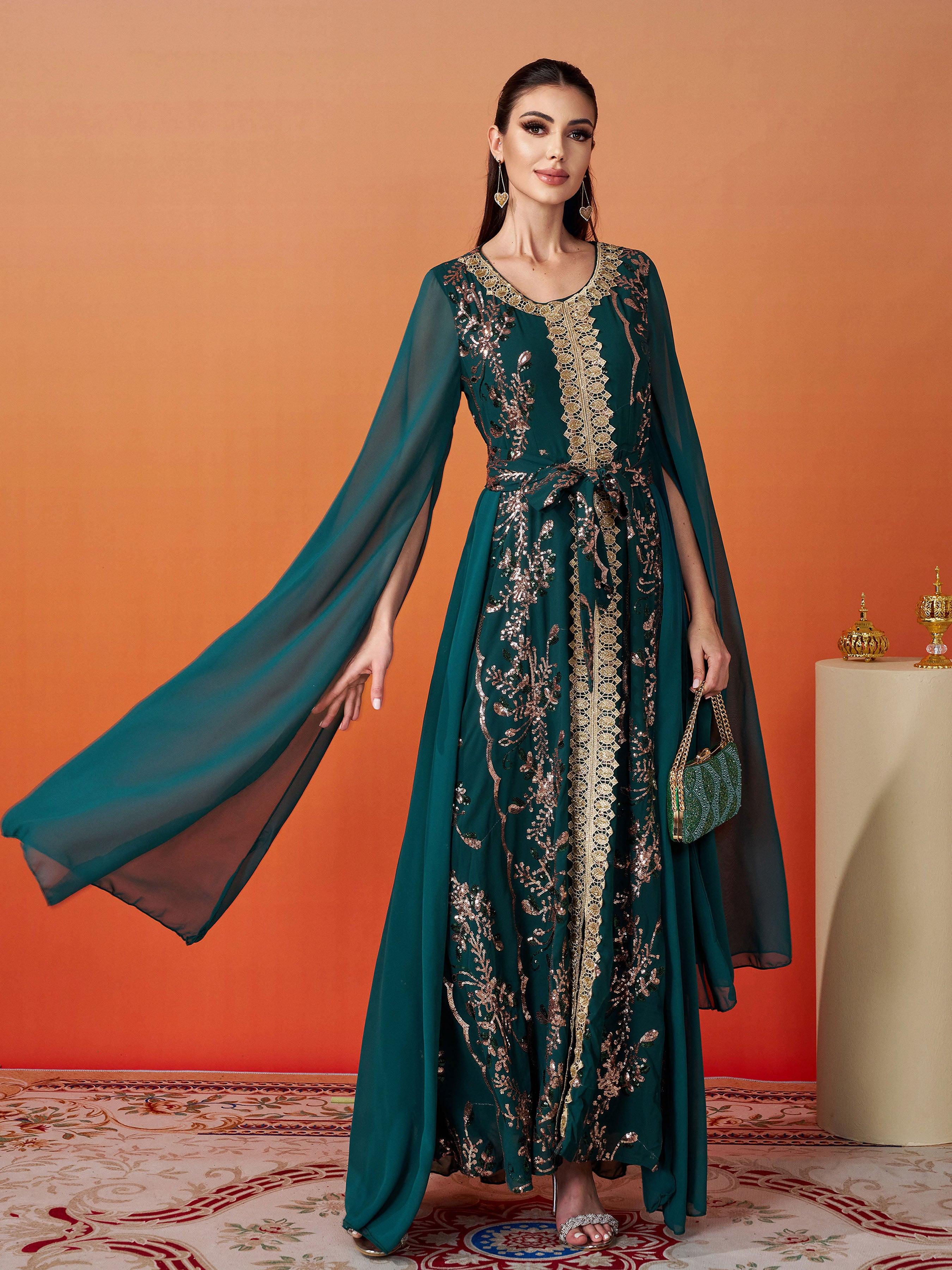 Crew Neck Panel Bowknot Sequin Dress MES00412 - MISS ORD