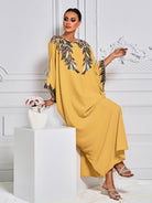 MISSORD Embroidered Yellow Loosed Maxi Dress
