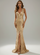 V Neck Split Mermaid Sequin Golden Evening Dress M01087 - MISS ORD