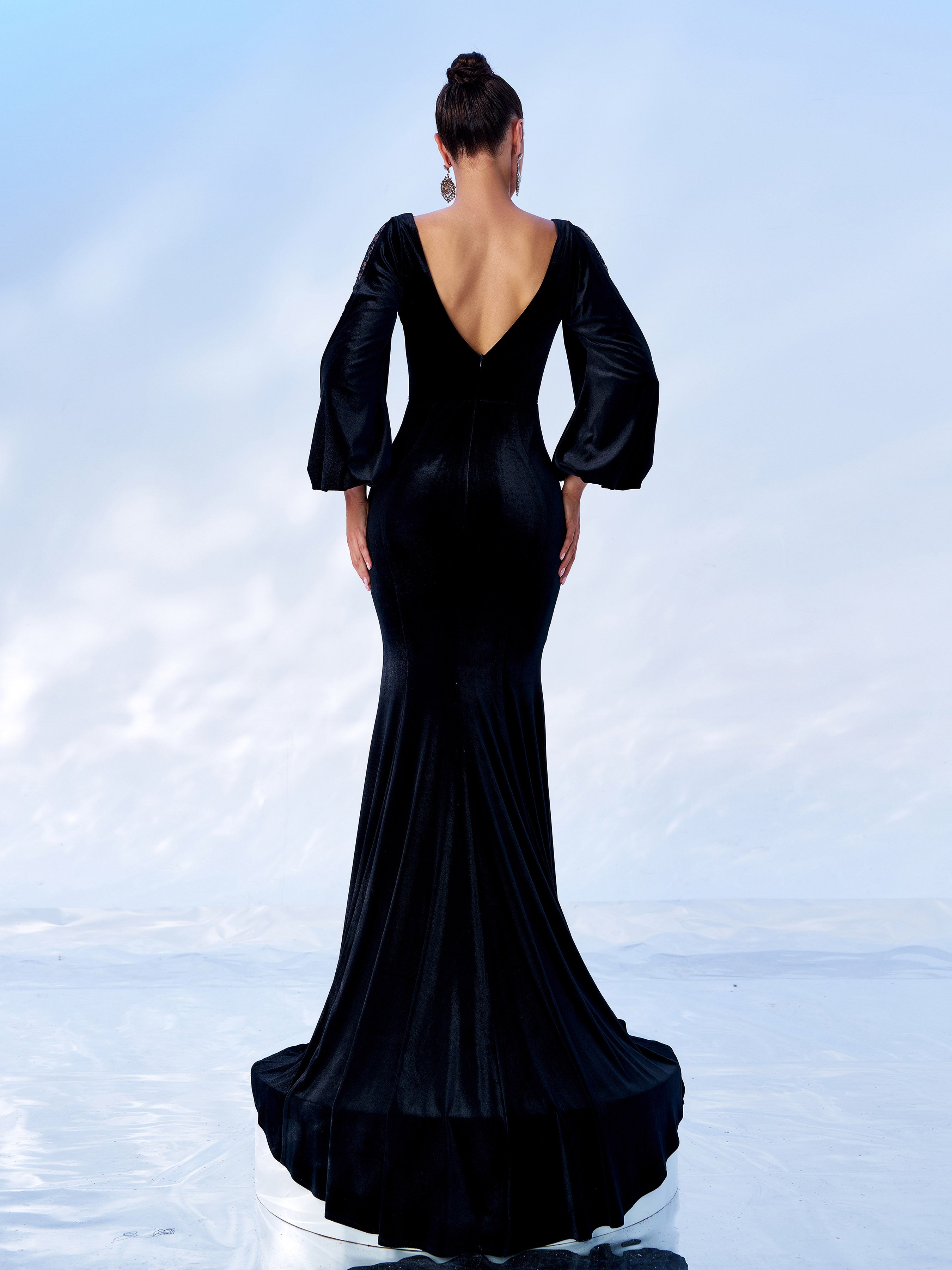 Backless Mermaid Sweep Train Formal Dress DH80115