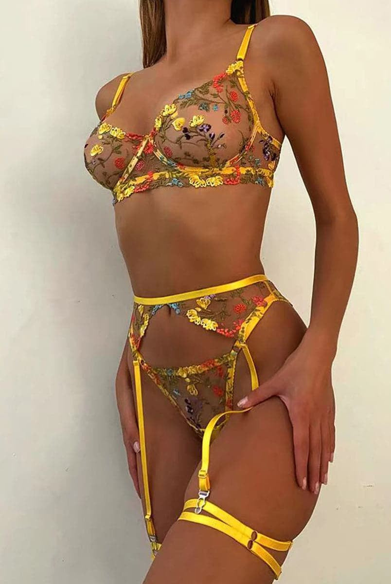 Floral Embroidered Sexy Lingerie Set MSL010