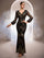 Black Sequin Sheer Puff Sleeve Formal Dress GM010199