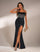 Feather Spaghetti Rhinestone Formal Dress GM90015