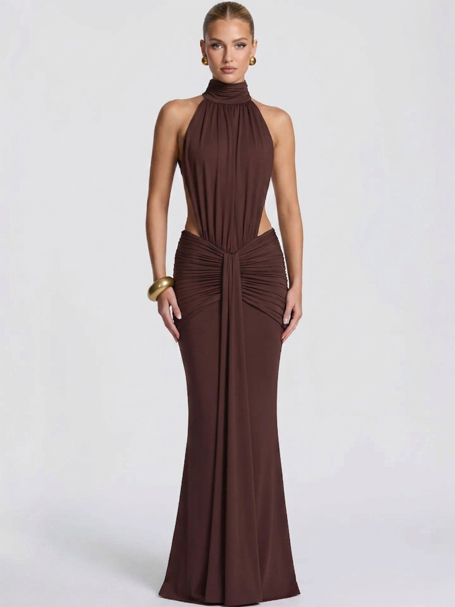 high neck halter backless dress Satin Backless Gown Halter Top and Long Train. Bridle ivory Beach dress. Custom made Reception dress