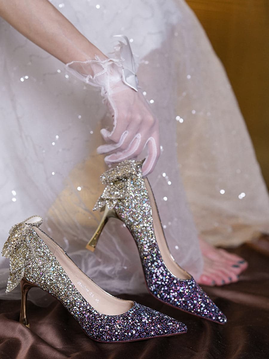 Gradient Crystal Sequin Bridal Wedding Shoes MHE1063 MISS ORD