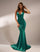V Neck Spaghetti Strap Lace Up Satin Mermaid Evening Dress M01077