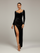 Wickel-Sweatheart-figurbetontes schwarzes Ballkleid aus Samt M01098