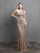 Elegant One-Shoulder Burgundy Sequin Gown M01960