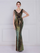 V Neck Elegant Multicolor Maxi Sequin Prom Dress M02092