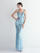 Formal Deep V Neck Spaghetti Sequin Evening Gown M02188
