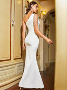  One Shoulder Split Prom Dress