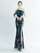 Elegant Feather Trim Sequin One-Shoulder Formal Dress M02324