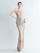 Elegant Feather Trim Sequin One-Shoulder Formal Dress M02324