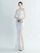 Elegant Feather Trim Sequin One-Shoulder Formal Dress M02324
