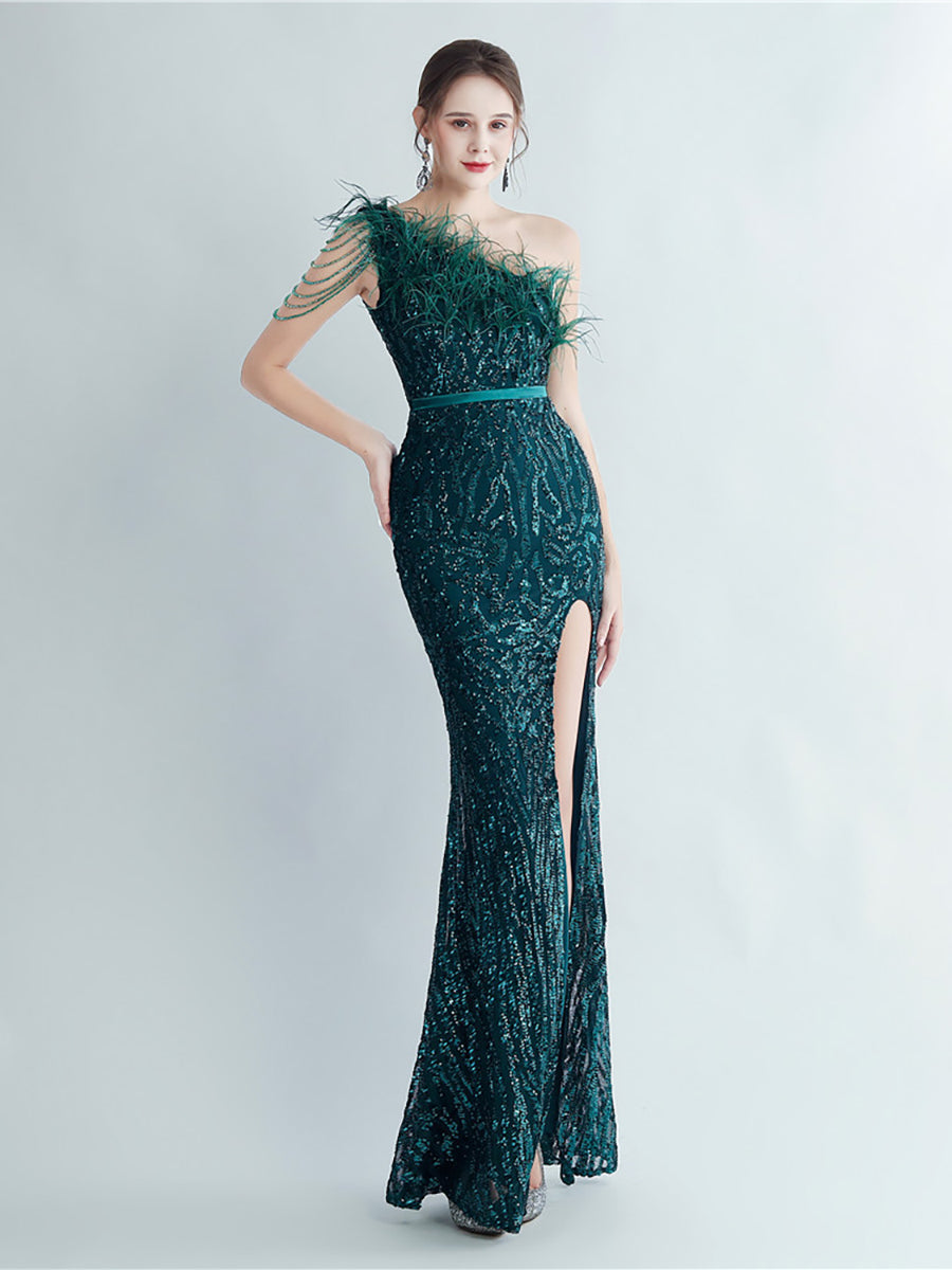 Missord One Shoulder Feather Beads Chain Sequin Black Prom Dress M02337 Online Sale MISS ORD Missord One Shoulder Feather Beads Chain Sequin Black Prom Dress M02337 Online Sale MISS ORD
