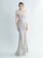 One Shoulder Feather Beads Chain Sequin Black Prom Dress M02337