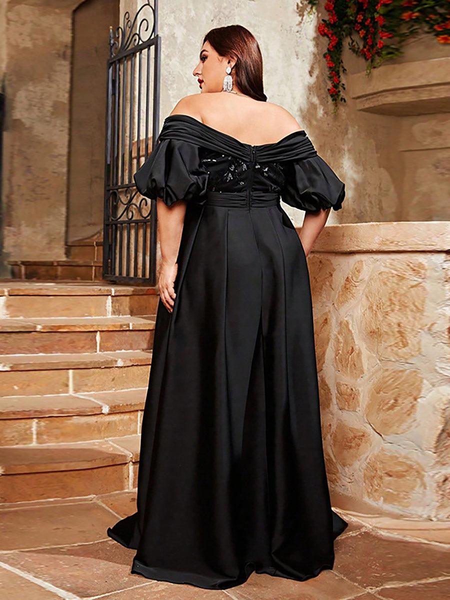 Plus Off Shoulder Swing Embroidery Prom Dress MCW0993 - MISS ORD
