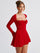 Square Neck Long Sleeve A-line Party Dress MCW1188 - MISS ORD