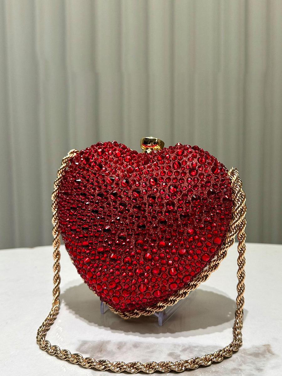 Heart Rhinestone Fashion Chain Clutches MNBF115 - MISS ORD